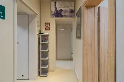 a hallway with a room with a ladder in it at Spacious Sofia Condo - Philadelphia LOVE in Sofia