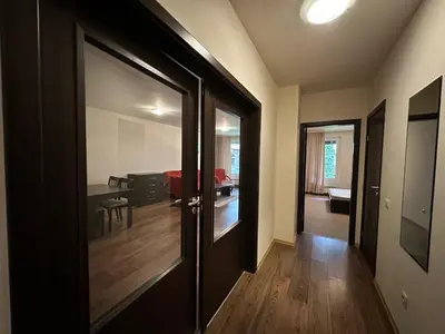 an open door to a room with a dining room at Bansko Royal towers Ski Lift Area in Bansko