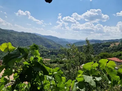 a view of the mountains from a winery at Вила Леска in Leska