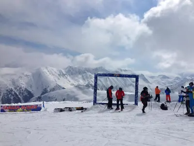 a group of people on top of a snow covered mountain at Belvedere Holiday Club K106 in Bansko