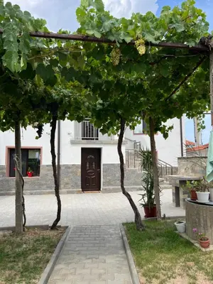 a group of trees in front of a building at Къща за гости Бадови in Hisarya