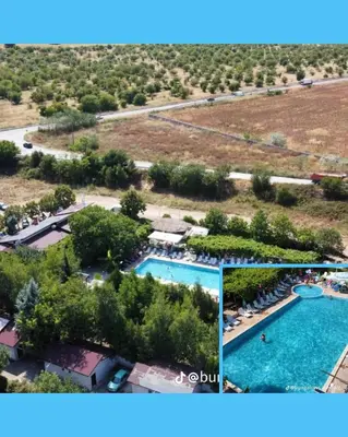 an aerial view of a pool at a resort at Комплекс Тракийски стан in Asenovgrad