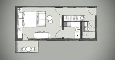 a black and white drawing of a room at Chill Out Urban Studio in Plovdiv