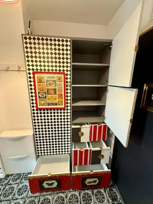 a room with an open closet with a locker at Palermo Family designer Apt near UNSS w Fast WiFi in Sofia