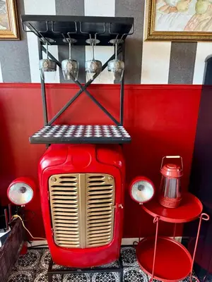 a red car with a shelf on top of it at Palermo Family designer Apt near UNSS w Fast WiFi in Sofia