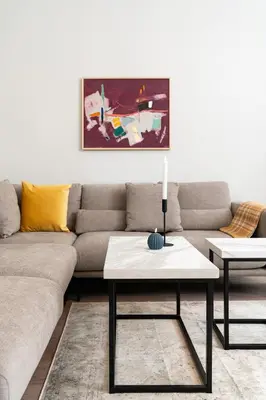 a living room with a couch and a table at Top Centre Bright & Sunny Stylish Apt with 2BDR and 2BTH in Sofia