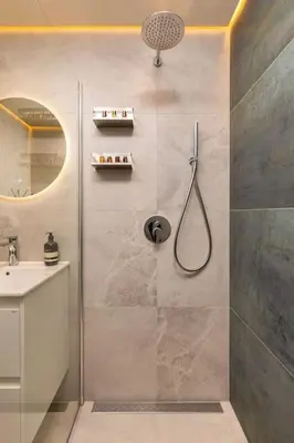 a bathroom with a shower and a sink at Olive Green Designer Apartment in Plovdiv