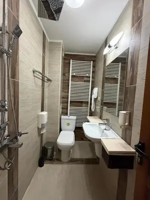 a bathroom with a toilet and a sink at Mineral 56 in Banya