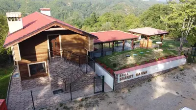 an aerial view of a house with a yard at Вила Белият камък - Златоград in Zlatograd