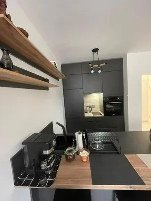 a kitchen with a stove and a counter top at Apartament-DEMIAN in Sofia