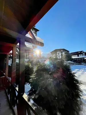 a view of a house with a christmas tree at B7 Luxury Studio Apartment in Green Life Bansko in Bansko