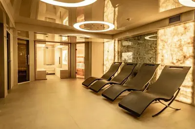 a row of chairs in a waiting room at Luxury Apartment Rich 3 in Velingrad
