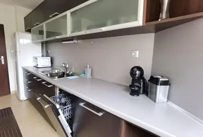 a kitchen with a sink and a counter top at Family Suite in Sofia