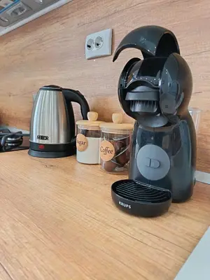 a coffee maker sitting on top of a counter at Boutique apartment yellow 1 in Plovdiv