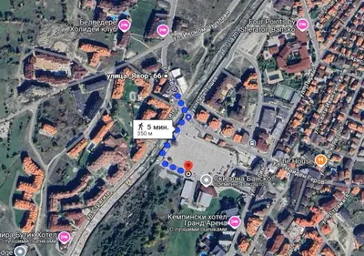 a map of a city with purple dots at 