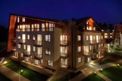 an image of a building at night at Exquisite Euphoria apartment for 4 Guests in Borovets Ski Resort in Borovets