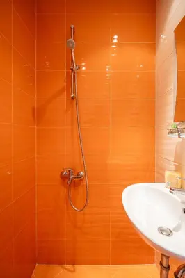 a bathroom with a shower and a sink at Nova Nook in Sofia