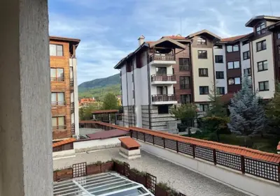 a view from a balcony of some buildings at Amber - Mountain Escape with free Bottle of good Wine in Bansko