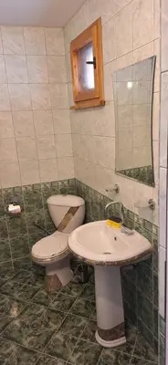 a bathroom with a toilet and a sink at Студио Вили in Smolyan