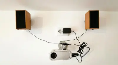 a room with a camera and speakers on a wall at Mountain Paradise 2 - Cosy 2 Bed Mountain View Apartment - Washer in Bansko