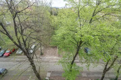 an overhead view of a park with trees and a street at Green Haven in Sofia