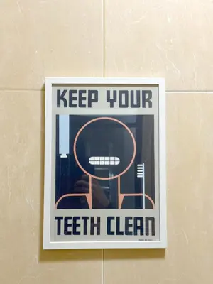 a sign on a wall that says keep your teeth clean at Aurora Abode - Top Center 1 BDR Fast Wi-fi in Sofia