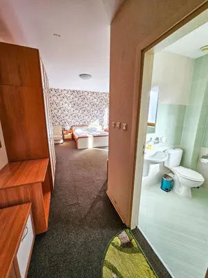 a room with a bathroom with a toilet and a sink at Ski Studio Hotel Iceberg in Borovets