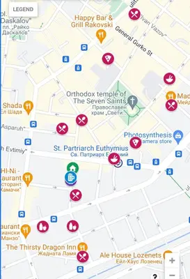 a map of the shibuyaatownatown temple of the seven saints at The VERTEX in Sofia