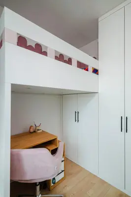 a bedroom with a loft bed and a desk at Sunny Stylish Apartment in Sofia by Flat Mаnager in Sofia