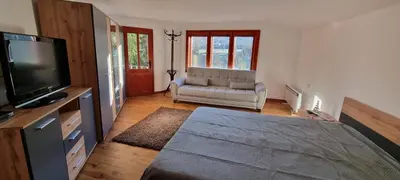 a living room with a television and a couch at BoroVille in Raduil