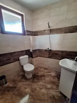 a bathroom with a toilet and a sink at Вила Анжелика in Ilinden