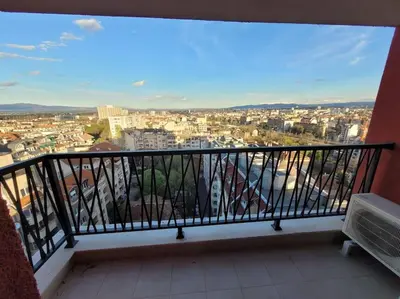 a balcony with a view of a city at New apartment with a great view in Sofia