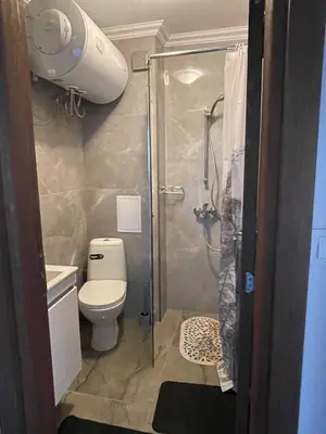 a bathroom with a shower and a toilet at Bansko soul relax place in Bansko