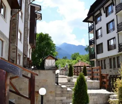 a view from the courtyard of a building at Двустаен апартамент 