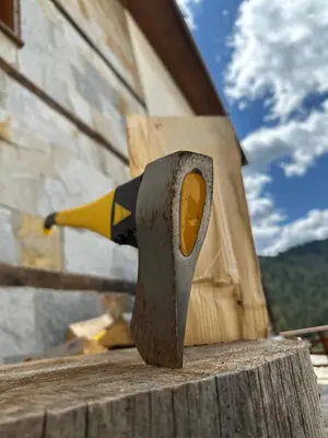 a knife sitting on top of a piece of wood at Комплекс БОЖИДАРИЦА in Progled