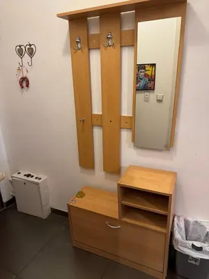 a room with a desk and a mirror and a sink at Ritz in Sofia