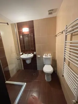 a bathroom with a toilet and a sink at Bansko Royal Towers in Bansko