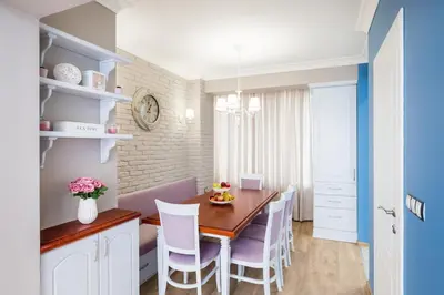 a kitchen and dining room with a table and chairs at Casa Dolce far niente , in Blue, PARKING in Sofia