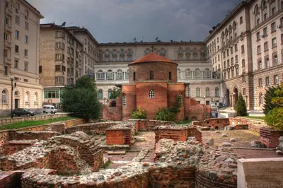 a large building with a bunch of buildings at Grand Suborna Retreat in Sofia