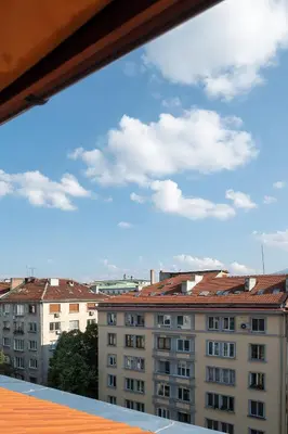 a view from a window of a building at Studio KFC in Sofia