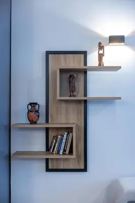 a room with two wooden shelves with books at Top Centre Spacious 2 bedroom Apartment in Sofia