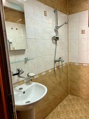 a bathroom with a sink and a shower at Trigrad hills in Trigrad