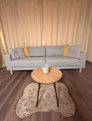 a living room with a couch and a coffee table at Zlati`s house 2 in Sofia