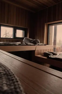 a room with two bunk beds and a window at Luxury House Veles in Hisarya