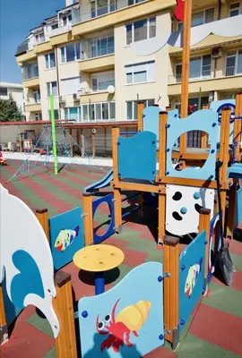 a playground with a play equipment with animals on it at Къща за гости,, Зафир,, in Sofia