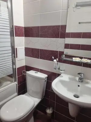 a bathroom with a toilet and a sink at Ski & View Pamporovo Apartment in Smolyan