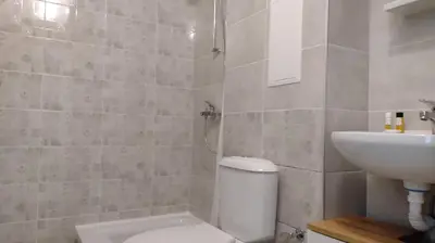 a bathroom with a toilet and a sink at Sofia Harmony Tranquility Comfort and Free Parking in Sofia
