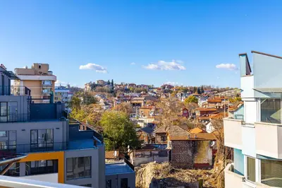 a view of a city from a building at Plovdiv Urban Gem Studio by Flat Mаnаger in Plovdiv