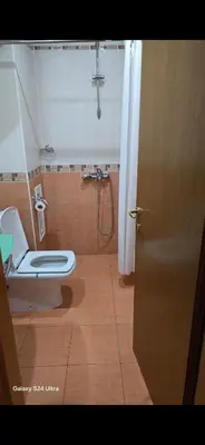 a bathroom with a toilet and a shower at Macedonia55 in Sandanski