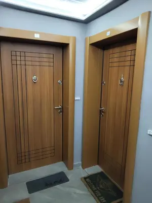 two wooden lockers in a room with at Your Sweet Home in Sofia